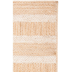 Striped Area Rug, 8 x 10 ft, Cotton and Jute Flatweave in Natural and Ivory