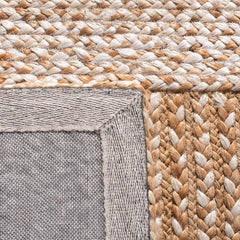 Striped Area Rug, 8 x 10 ft, Cotton and Jute Flatweave in Natural and Ivory