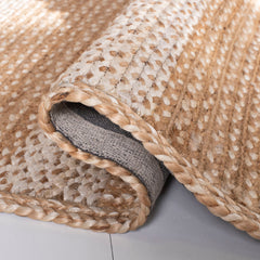 Striped Area Rug, 8 x 10 ft, Cotton and Jute Flatweave in Natural and Ivory