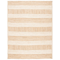 Striped Area Rug, 8 x 10 ft, Cotton and Jute Flatweave in Natural and Ivory