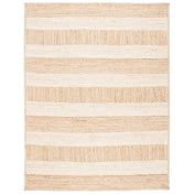Striped Area Rug, 8 x 10 ft, Cotton and Jute Flatweave in Natural and Ivory