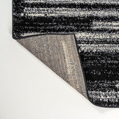 Striped Area Rug in Black and Cream, 7'9" x 10'