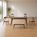 In scale | the 6-piece dining set beside a full-height doorway showing true size