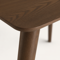 Texture | dark walnut wood grain on the table's reverse-beveled edge