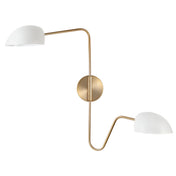 Swing Arm Wall Light, 2 Lights, Steel with Matte White Shades
