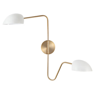 Swing Arm Wall Light, 2 Lights, Steel with Matte White Shades