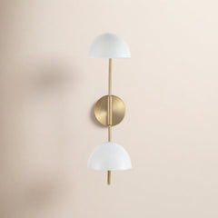 Swing Arm Wall Light, 2 Lights, Steel with Matte White Shades