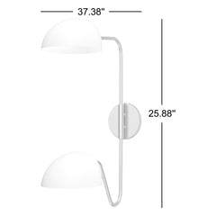 Swing Arm Wall Light, 2 Lights, Steel with Matte White Shades