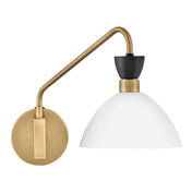 Swing Arm Wall Sconce, Gold Steel with Frosted Glass Shade