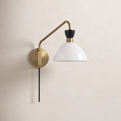 Swing Arm Wall Sconce, Gold Steel with Frosted Glass Shade