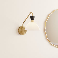 Swing Arm Wall Sconce, Gold Steel with Frosted Glass Shade