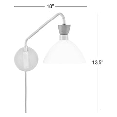 Swing Arm Wall Sconce, Gold Steel with Frosted Glass Shade