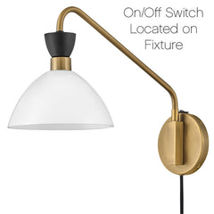 Swing Arm Wall Sconce, Gold Steel with Frosted Glass Shade