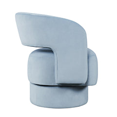 Swivel Accent Chair in Blue Polyester with Split Back