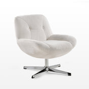 Swivel Accent Chair in White Chenille with Metal Frame