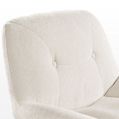 Swivel Accent Chair in White Chenille with Metal Frame