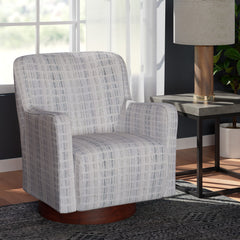Swivel Accent Chair, Polyester Upholstery, Black Legs