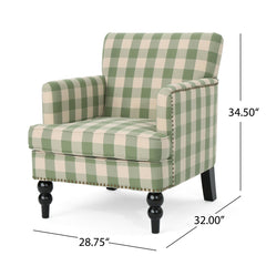 Swivel Armchair in Green Polyester with Birch Frame and Black Wood Legs
