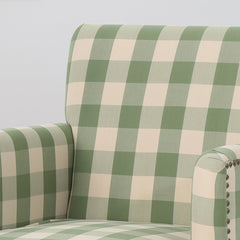 Swivel Armchair in Green Polyester with Birch Frame and Black Wood Legs
