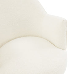 Swivel Armchair, Ivory Boucle with Bronze Metal Base