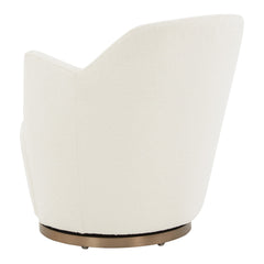 Swivel Armchair, Ivory Boucle with Bronze Metal Base