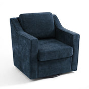 Swivel Armchair, Navy Chenille with Black Metal Legs