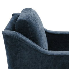 Swivel Armchair, Navy Chenille with Black Metal Legs