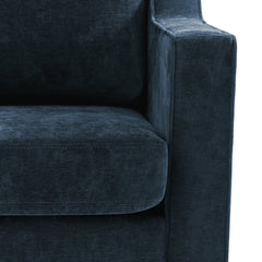 Swivel Armchair, Navy Chenille with Black Metal Legs