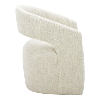 Swivel Armchair, Off White Boucle with Black Wood Legs