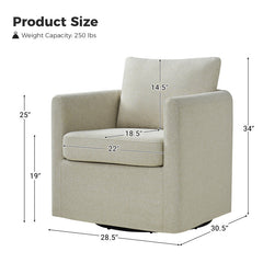 Swivel Armchair, Polyester, Linen Slipcover with Metal Legs