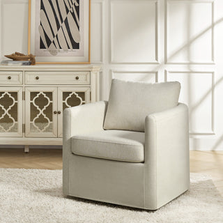 Swivel Armchair, Polyester, Linen Slipcover with Metal Legs