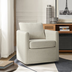 Swivel Armchair, Polyester, Linen Slipcover with Metal Legs
