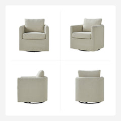 Swivel Armchair, Polyester, Linen Slipcover with Metal Legs