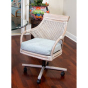 Swivel Armchair, Rattan Frame with Ivory Upholstery