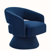 Swivel Armchair, Velvet Upholstery, Navy Legs