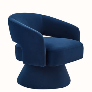 Swivel Armchair, Velvet Upholstery, Navy Legs