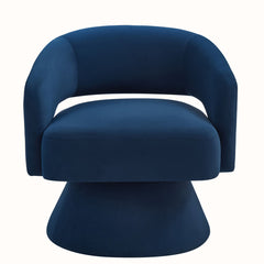Swivel Armchair, Velvet Upholstery, Navy Legs