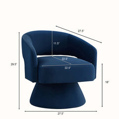 Swivel Armchair, Velvet Upholstery, Navy Legs