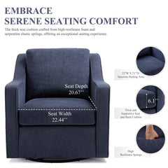 Swivel Armchair with 300 lb Weight Capacity in Blue Fabric