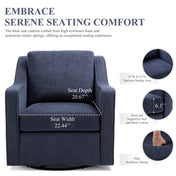 Swivel Armchair with 300 lb Weight Capacity in Blue Fabric