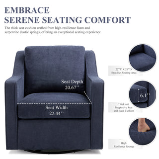 Swivel Armchair with 300 lb Weight Capacity in Blue Fabric