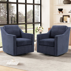 Swivel Armchair with 300 lb Weight Capacity in Blue Fabric