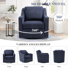 Swivel Armchair with 300 lb Weight Capacity in Blue Fabric