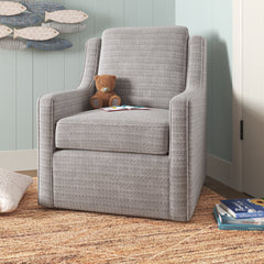 Swivel Armchair with Fabric Upholstery and Black Metal Legs