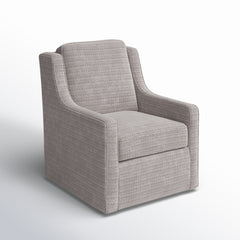 Swivel Armchair with Fabric Upholstery and Black Metal Legs