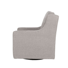 Swivel Armchair with Fabric Upholstery and Black Metal Legs