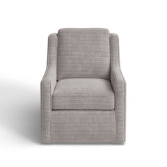 Swivel Armchair with Fabric Upholstery and Black Metal Legs