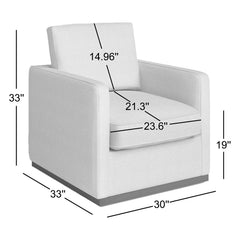 Swivel Armchair with Linen Upholstery and Black Metal Legs