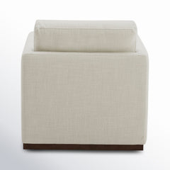 Swivel Armchair with Linen Upholstery and Black Metal Legs