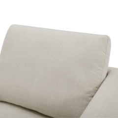 Swivel Armchair with Linen Upholstery and Black Metal Legs